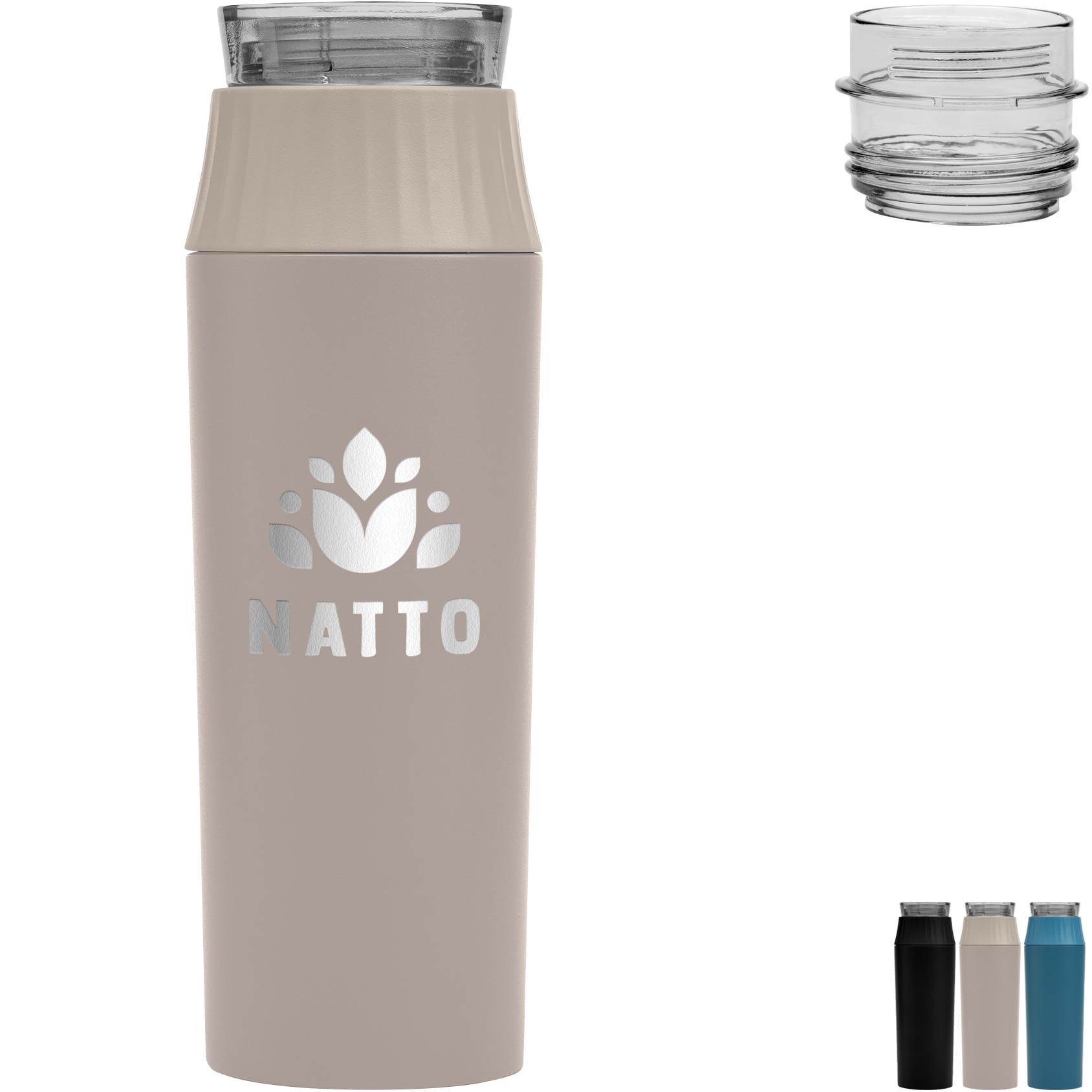 Product Photo 1 Lasered Recycled Stainless Steel Leakproof Lid Bottle, 20 oz.