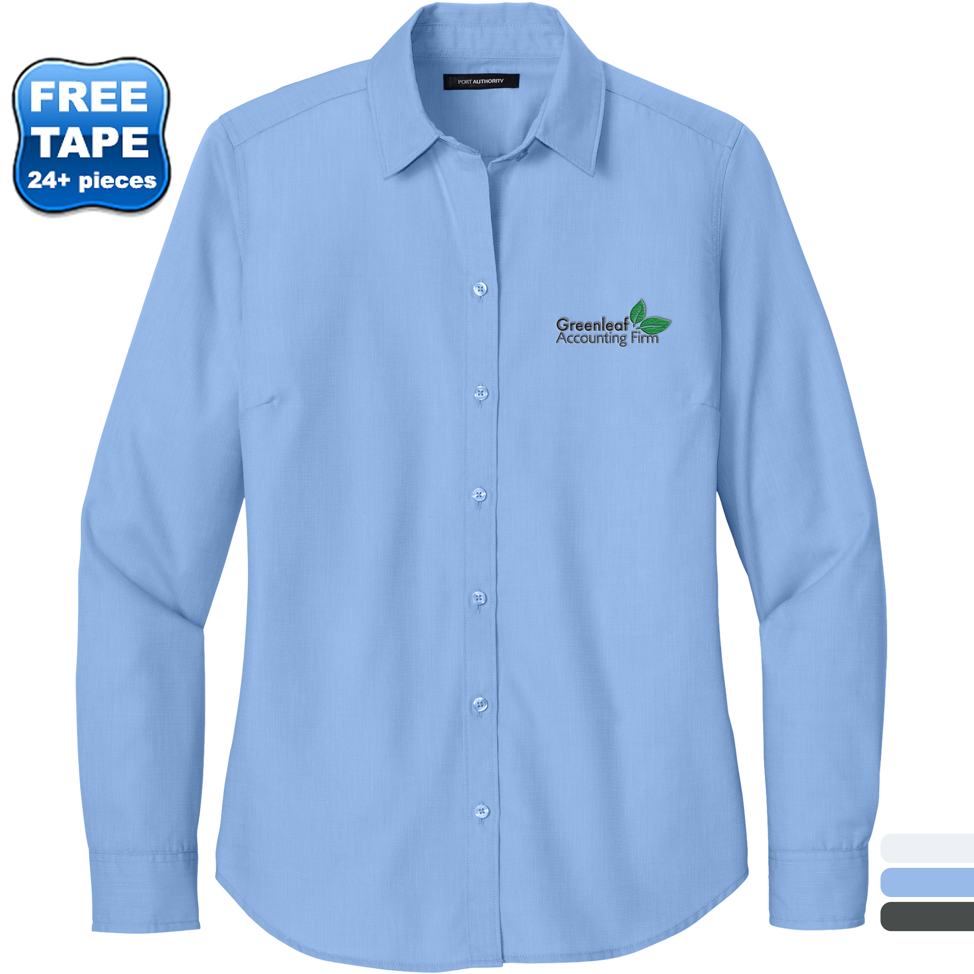 Product Photo 1 Port Authority® Long Sleeve Nailhead Cotton/Recycled Poly Easy Care Ladies' Shirt