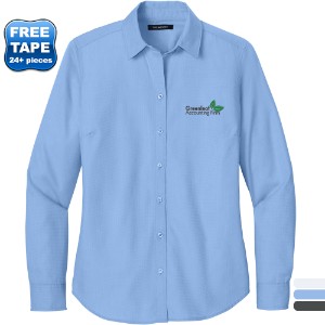 Port Authority® Long Sleeve Nailhead Cotton/Recycled Poly Easy Care Ladies' Shirt - WJ7132