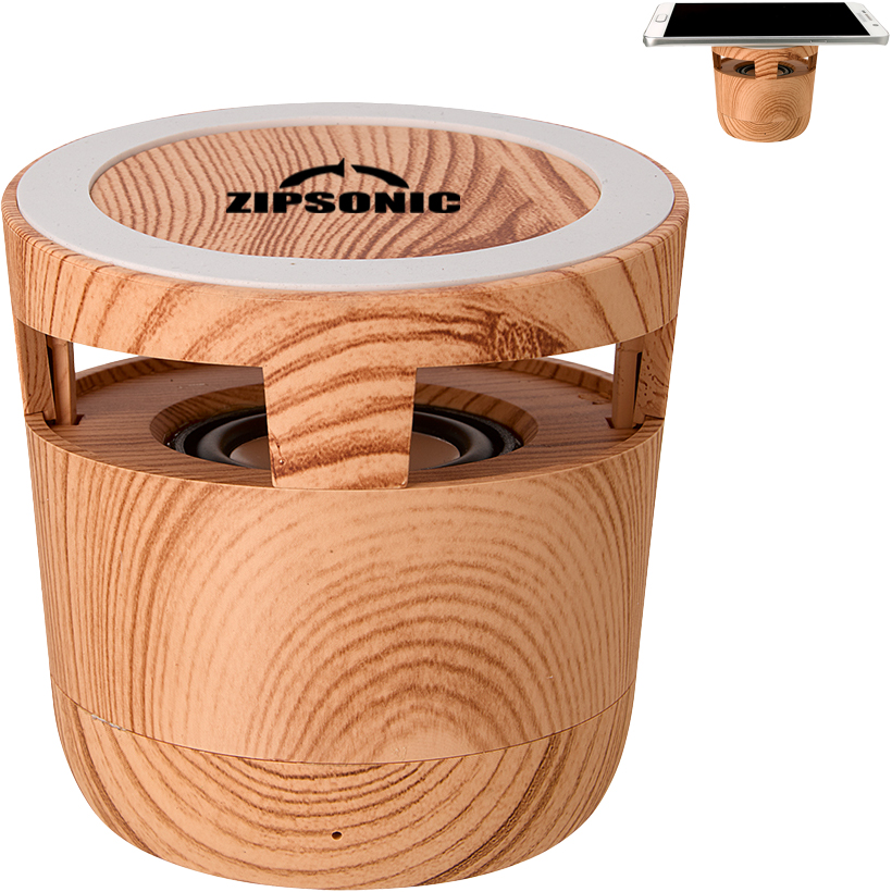 Product Photo 1 Woodgrain Wireless Charging Pad & Speaker