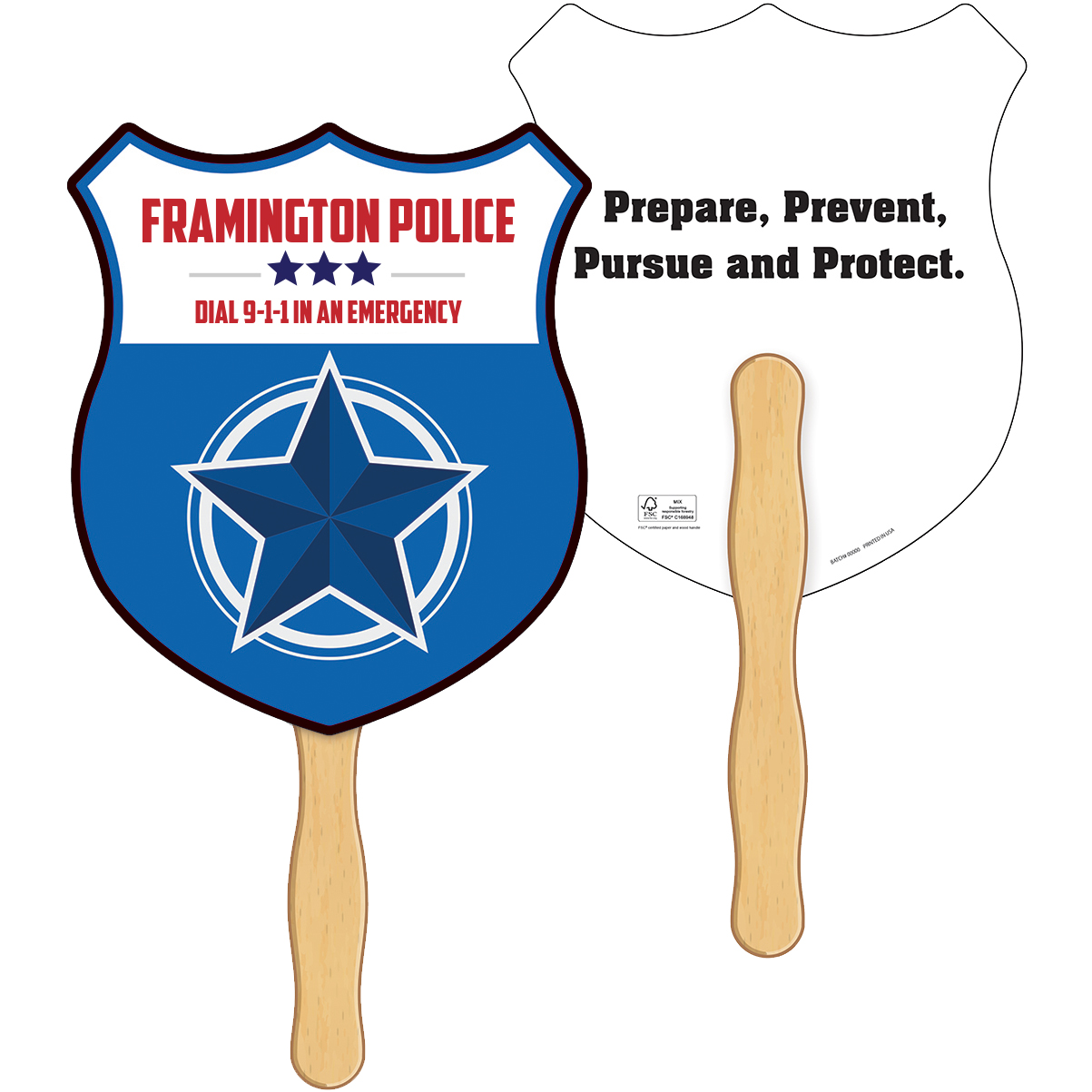 Product Photo 1 Police Shield Shaped Hand Fan