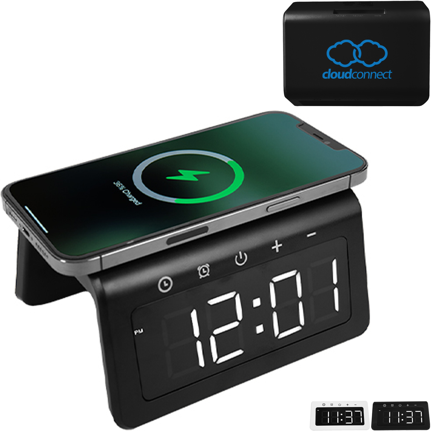Product Photo 1 Light-Up 15W Wireless Charger Alarm Clock