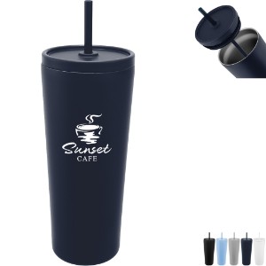 Brooklyn Recycled Stainless Steel Tumbler w/ Straw, 24oz. - HT6801