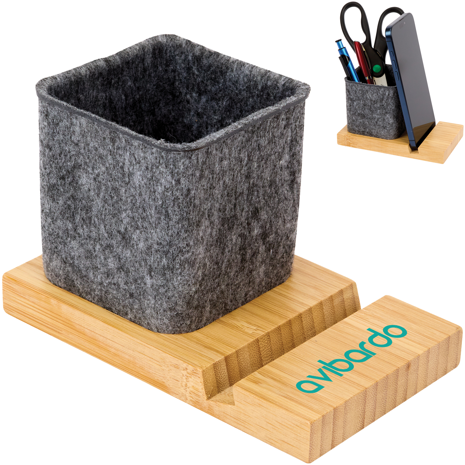 Product Photo 1 Renton Recycled Felt and Bamboo Pen/Device/Card Organizer