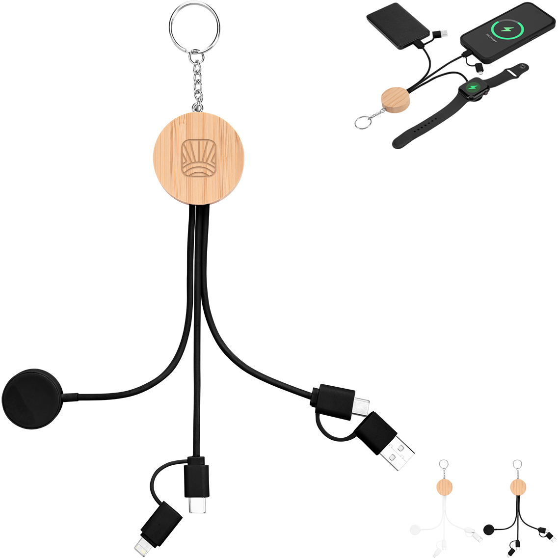 Product Photo 1 Bamboo Multi-Charging Cables Keyring w/ Watch Dock