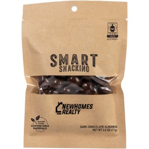 FairTrade Dark Chocolate Almonds in Compostable Kraft Pouch - CI2557