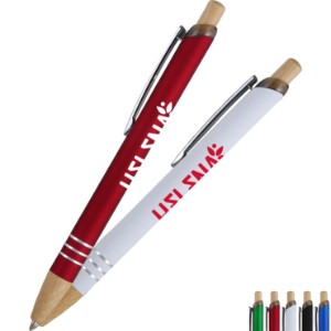 Venosa Velvet-Touch Aluminum Pen w/ Bamboo Accents - EV9229