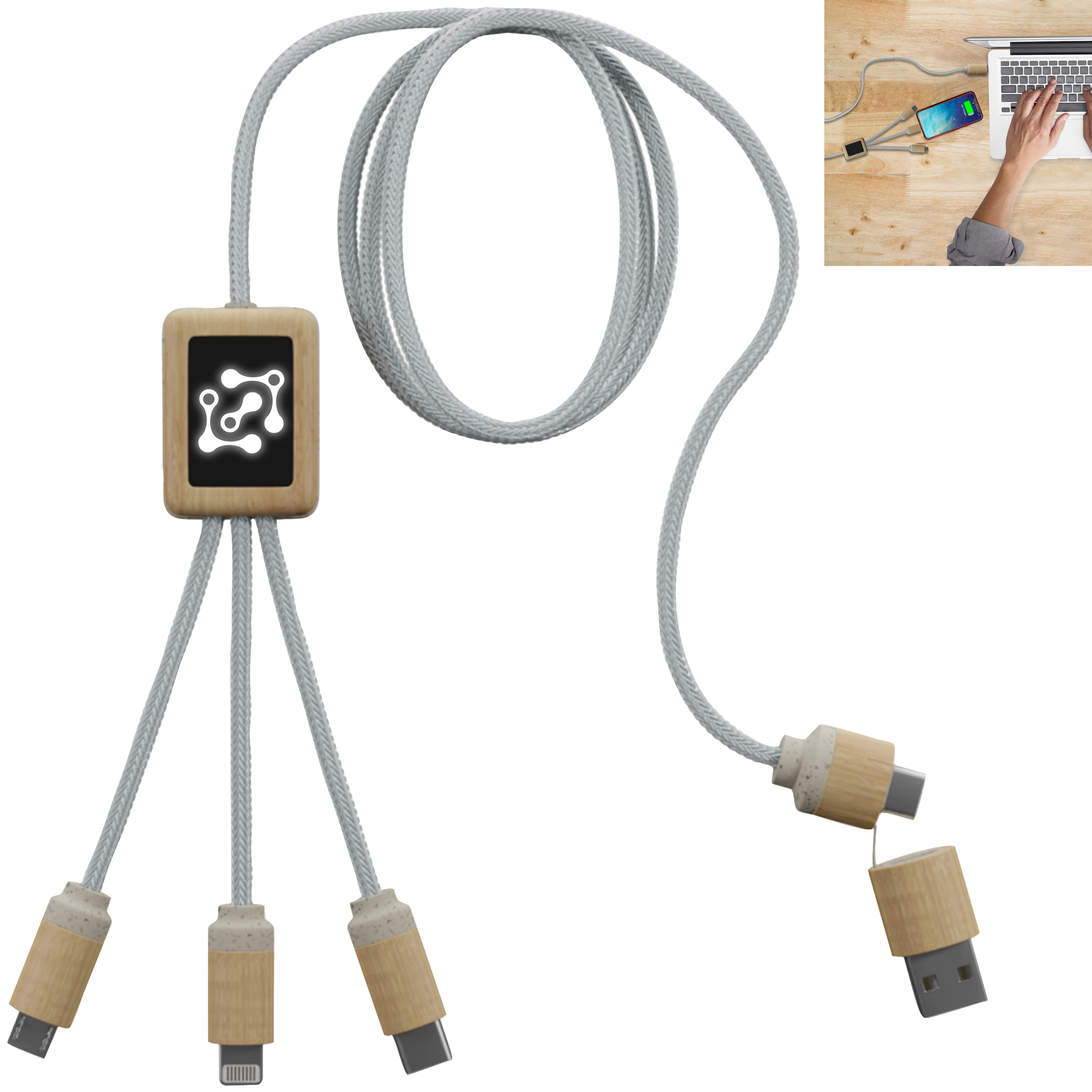 Product Photo 1 SCX Design™ 5-in-1 Bamboo Charging Cable 2A