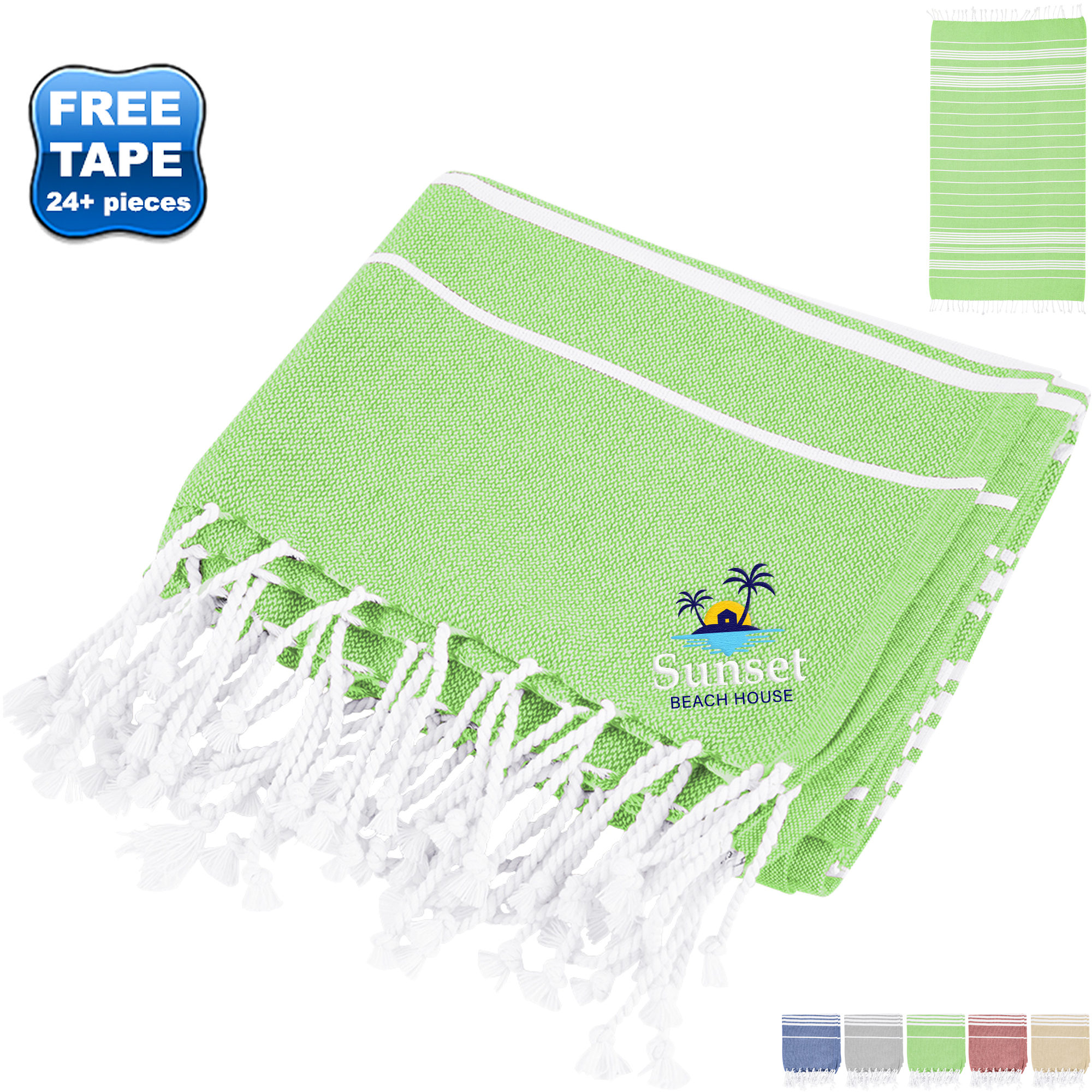Product Photo 1 Recycled Cotton Beach Blanket w/ Tassle Fringe, 40" x 73"