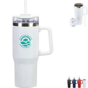 Maestro Vacuum Insulated Stainless Steel Mug w/ Straw, 30oz. - AR1965