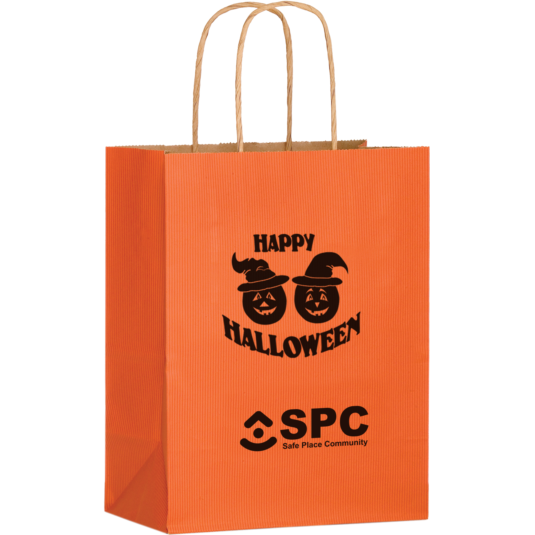 Product Photo 1 Matte Color Twisted Paper Handle Shopper with Pumpkins Design, 8" x 10"