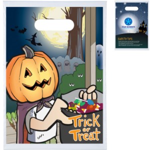 Pumpkin Head Plastic Die Cut Bag, 9" x 13" - BA1037