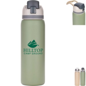 Three-Toned Stainless Steel Straw Bottle, 27 oz. - HH4436
