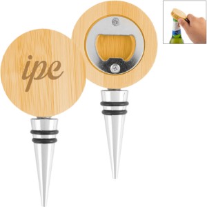 Bamboo Wine Stopper w/ Bottle Opener - HT6909