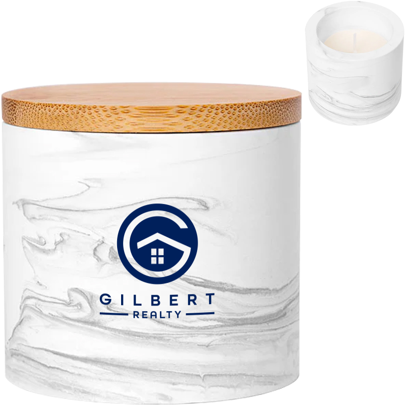 Product Photo 1 ZenGlow Soy Candle in Plaster Jar with Bamboo Lid