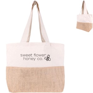 Cotton Canvas Tote Bag with Jute Gusset - HH4465