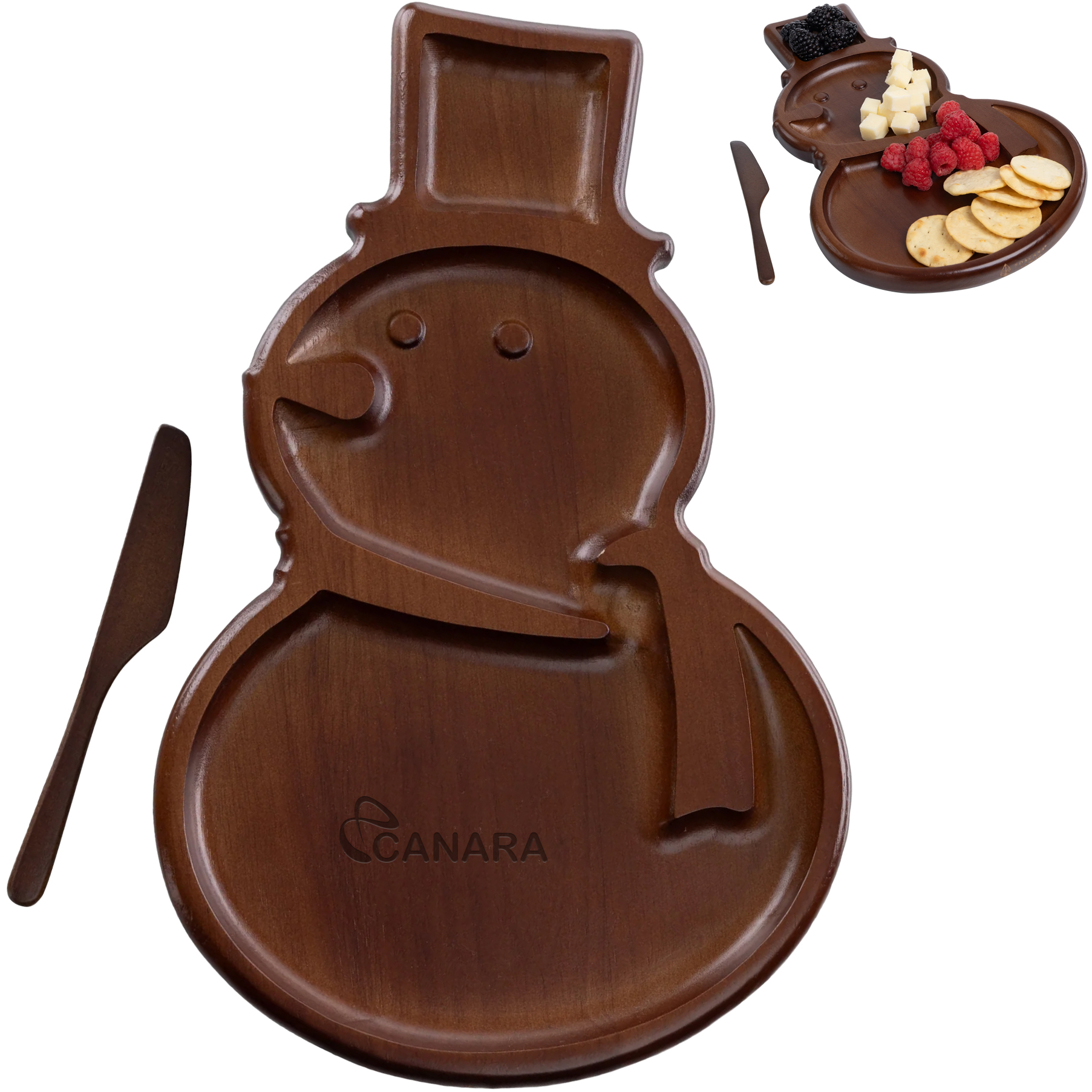 Product Photo 1 Reversible Snowman Sectioned Serving Tray w/ Knife