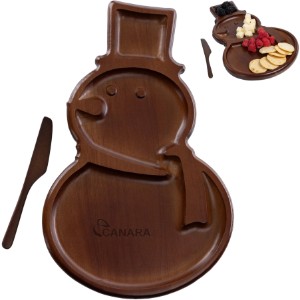 Reversible Snowman Sectioned Serving Tray w/ Knife - PK2357