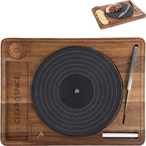 Turntable Acacia & Slate Cheese Board w/ Knife - PK2346