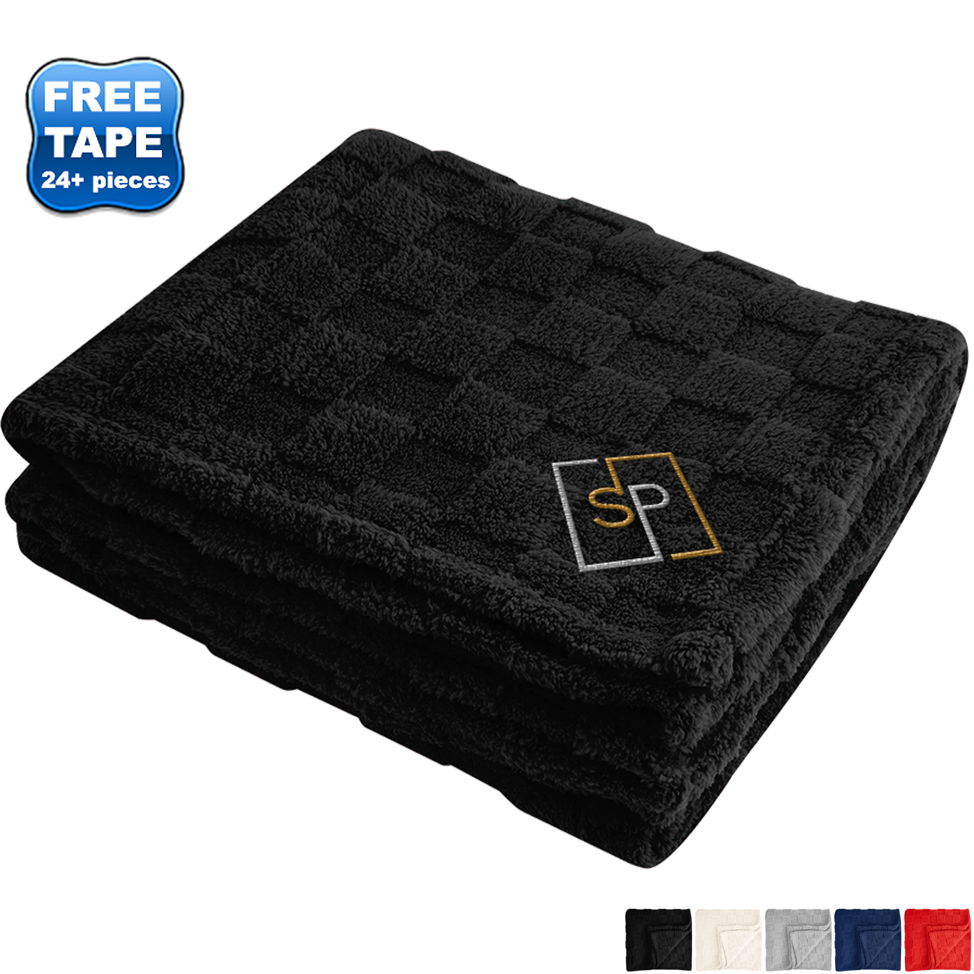 Product Photo 1 Checkered rPET Sherpa Blanket, 50" x 60"