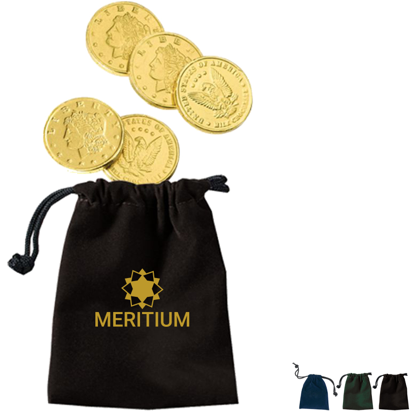 Product Photo 1 Velour Pouches with 5 Chocolate Coins