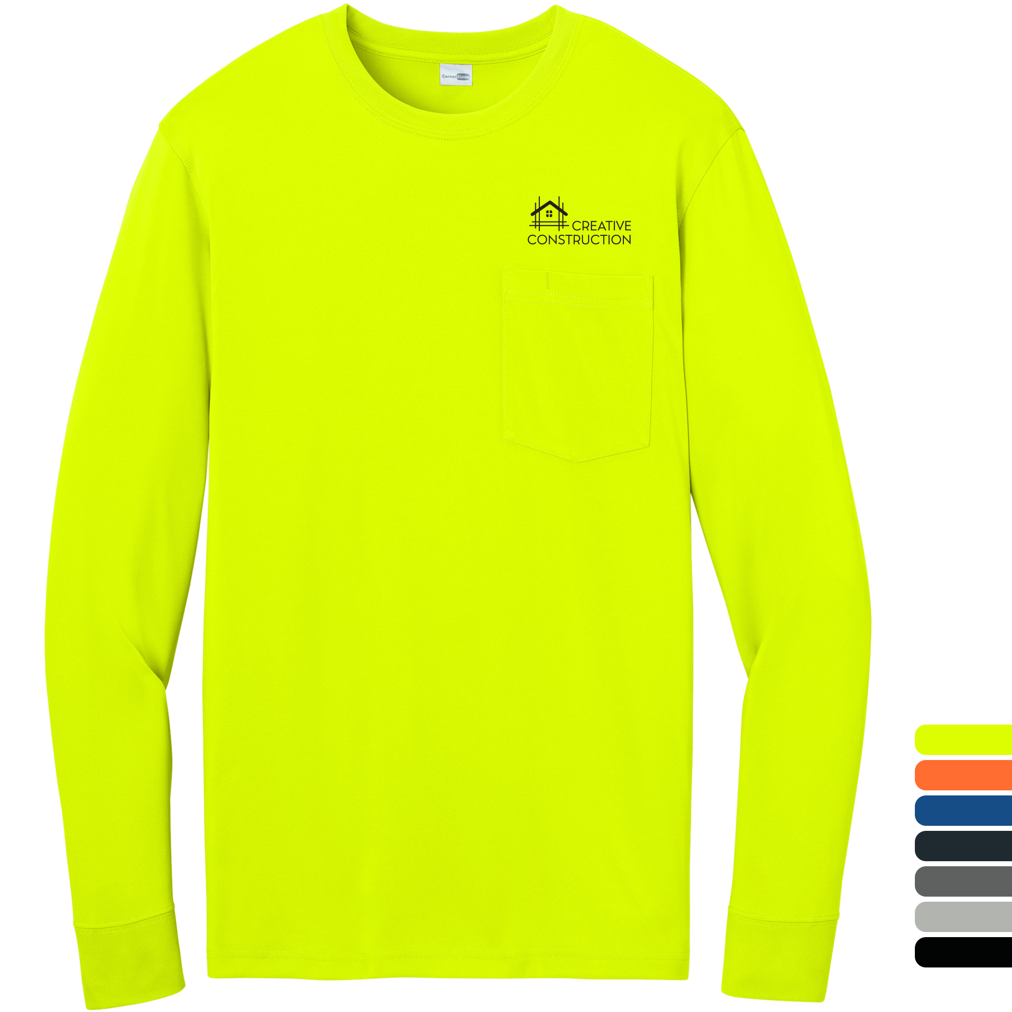 Product Photo 1 CornerStone® Workwear Pro Polyester Long Sleeve Unisex Pocket Tee