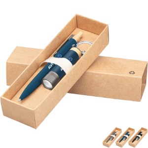 Reborn Recycled Aluminum Bamboo Accented Pen & Flashlight Gift Set - GS3907