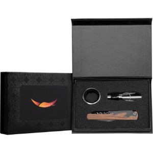 Essex Stainless Steel & FSC Wood Wine Accessory Gift Set, 3 Piece - GS3908