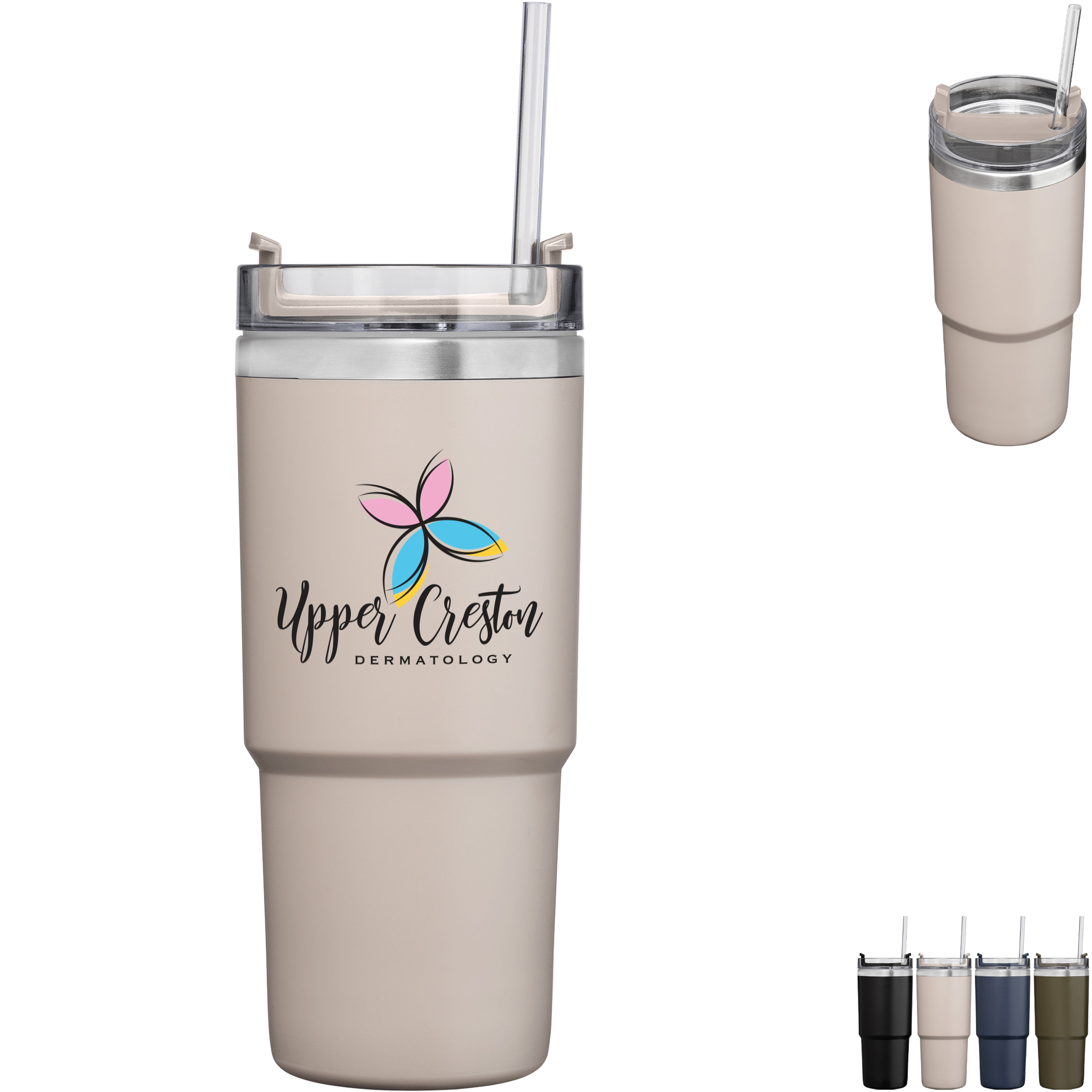 Product Photo 1 Rime Recycled Stainless Steel Double Wall Leakproof Straw Tumbler, 25 oz.
