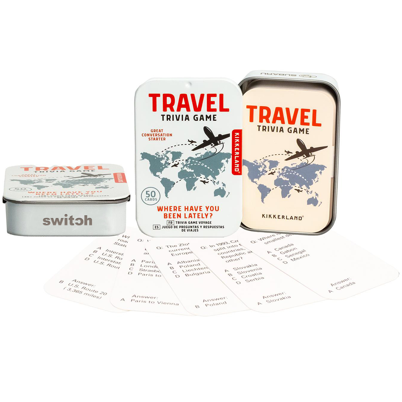 Product Photo 1 Kikkerland® Travel Trivia Card Game in Tin