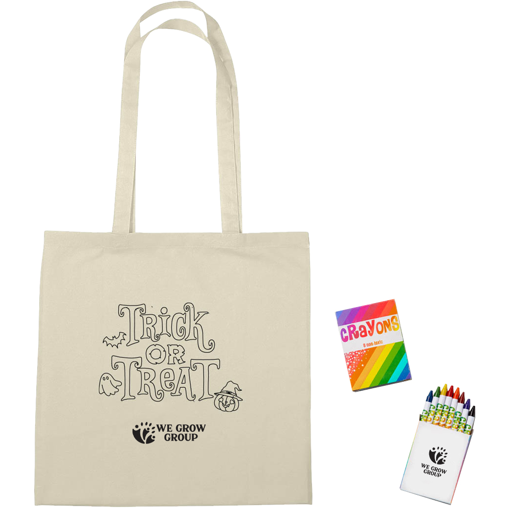 Product Photo 1 Halloween Canvas Coloring Tote Bag & Crayon Set