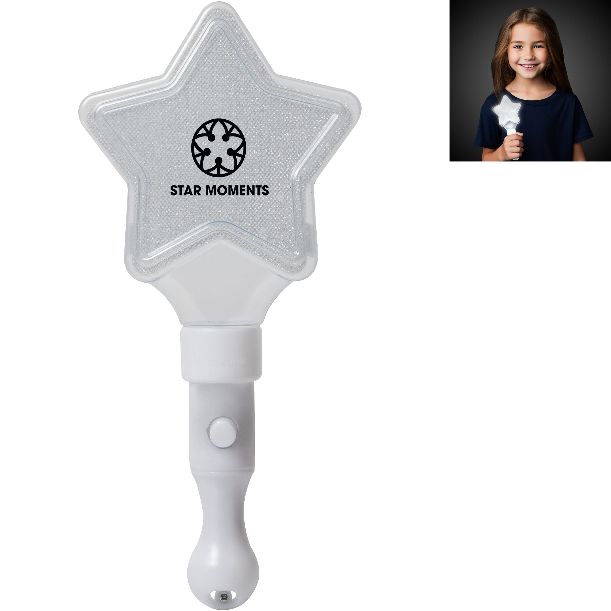 Product Photo 1 White Light Up Star Wand, 9"