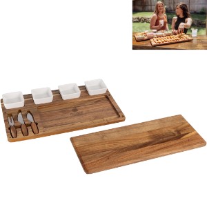 Picada Acacia Tapas Board w/ Ceramic Bowls - PK2375