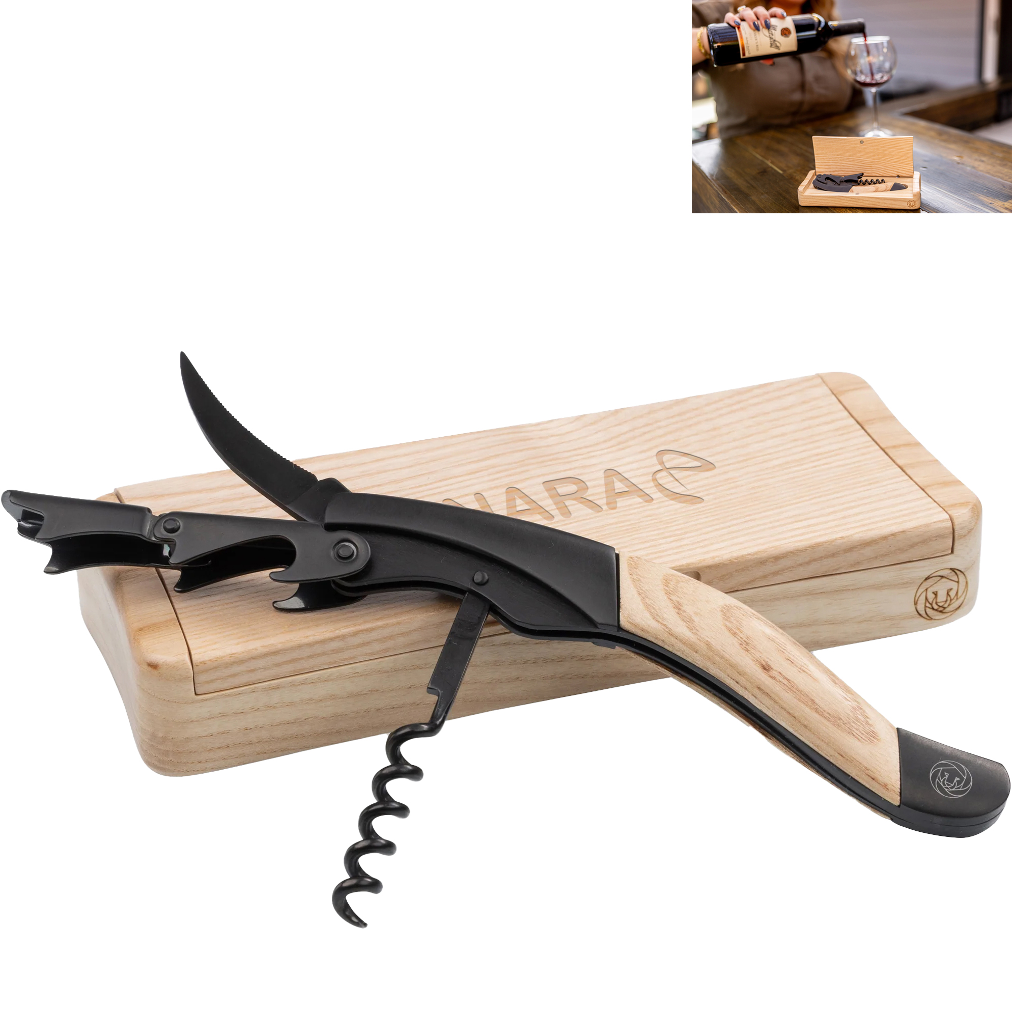 Product Photo 1 Barolo Waiter-Style Corkscrew in Ashwood Box