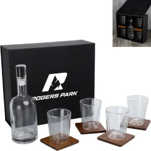 Ambassador Whiskey Box w/ Decanter & 4 Lowball Glasses - PK2379