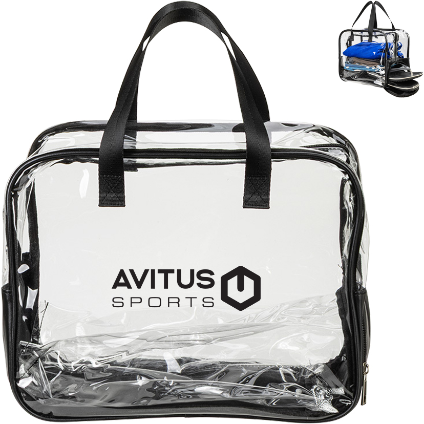 Product Photo 1 Gem Clear PVC Zippered Bag w/ Easy-Access Shoe Compartment