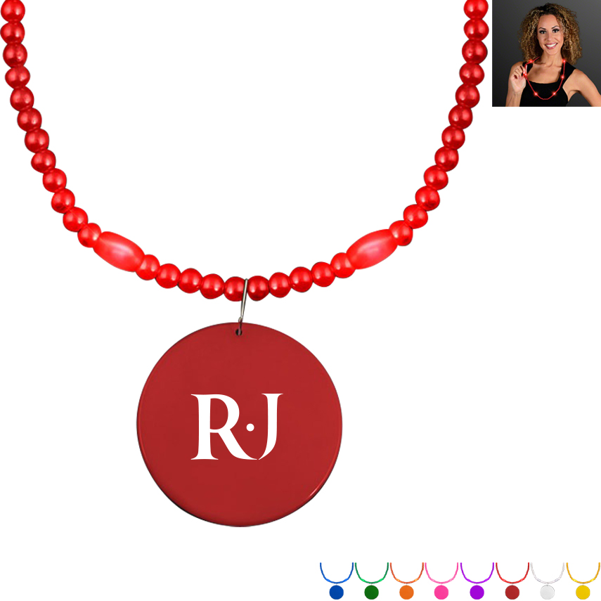 Product Photo 1 Light Up Mardi Gras Beads Necklace with Medallion