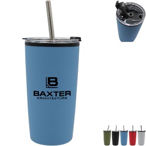 Halycon Niagara Tumbler w/ Stainless Steel Flip Top Lid & Straw, 20oz. - AK8516