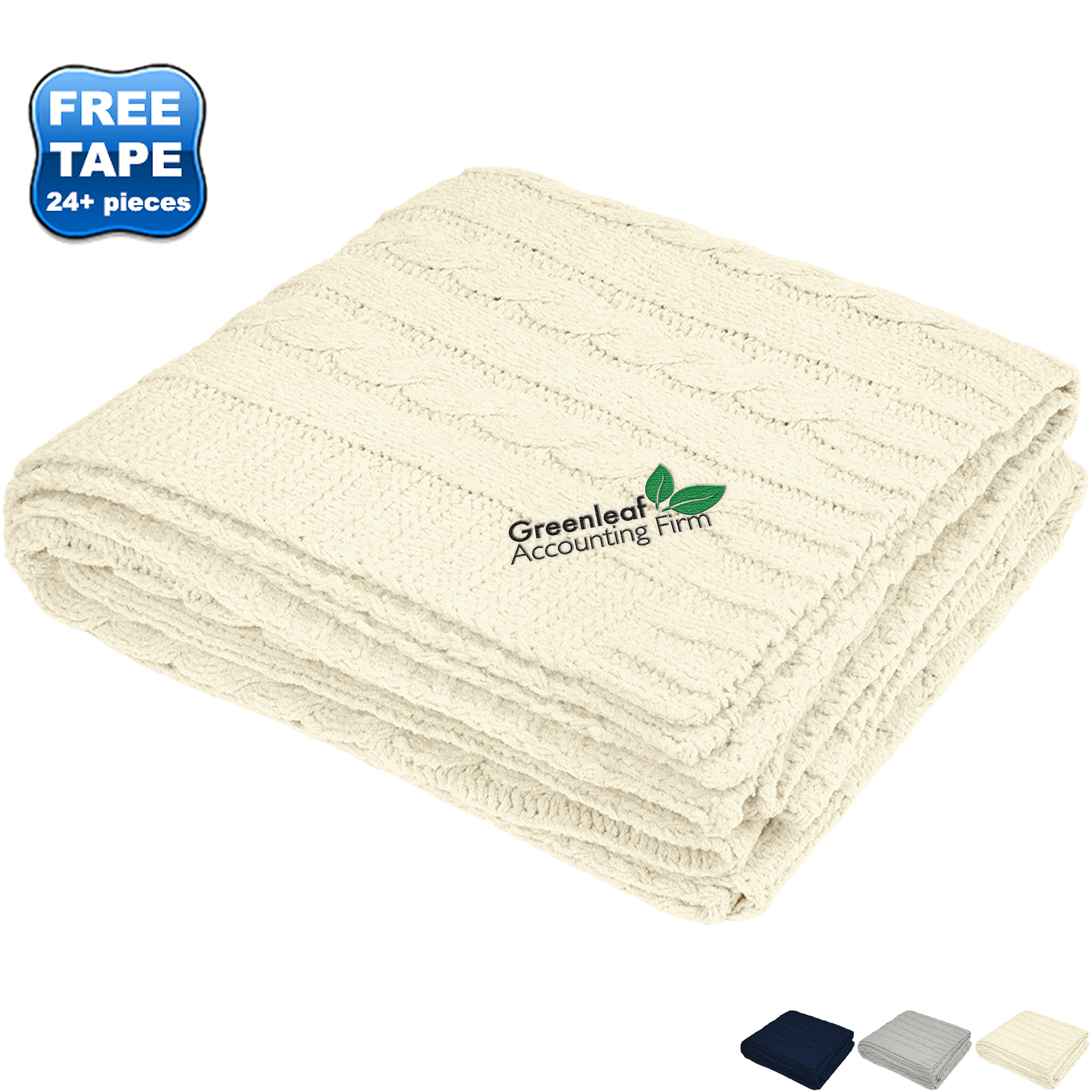 Product Photo 1 Cable Knit rPET Chenille Blanket, 50" x 60"