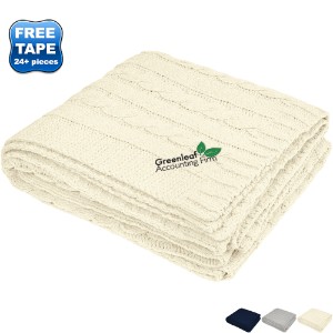 Cable Knit rPET Chenille Blanket, 50" x 60" - HT7156
