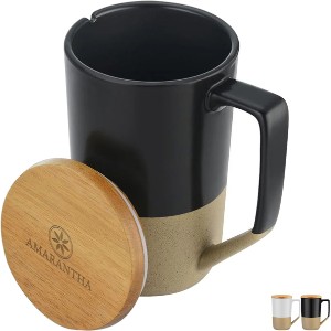 Two-Tone Ceramic Tea Mug with Lid, 15 oz. - AP1037