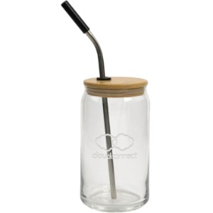 Can-shaped Glass w/ Bamboo Lid, 16 oz. - AP1054
