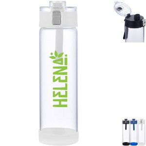 Hector Push-Button Glass Bottle w/ Silicone Strap & Base, 22oz. - AR2147