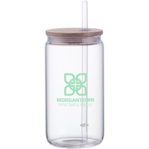 Doto Glass Jar w/ Straw & Bamboo Lid, 18oz. - AR2155