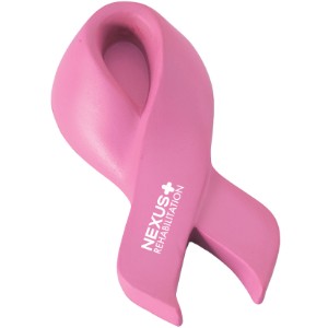 Pink Breast Cancer Awareness Ribbon Shape Stress Reliever - PM3357