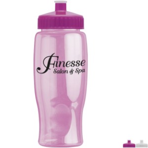 Transparent Grip Pink Poly-Pure Sport Bottle, 27oz. - Push Pull Lid - GY2011