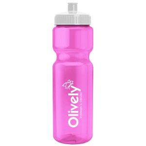 Transparent Pink Sports Bottle, 28oz. - Push/Pull Lid - GY3427