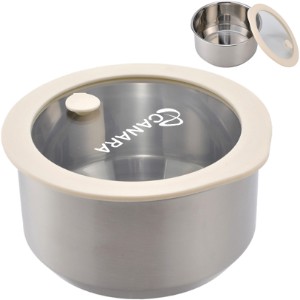 Prima Microwaveable Stainless Steel Bowl w/ Vented Glass Lid - AR2190