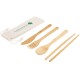 Bamboo Cutlery Set in Cotton Drawstring Pouch