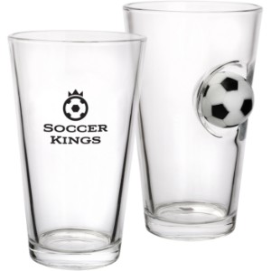 Soccer Glass with 3D soccer ball design, 14 oz. - CF1077